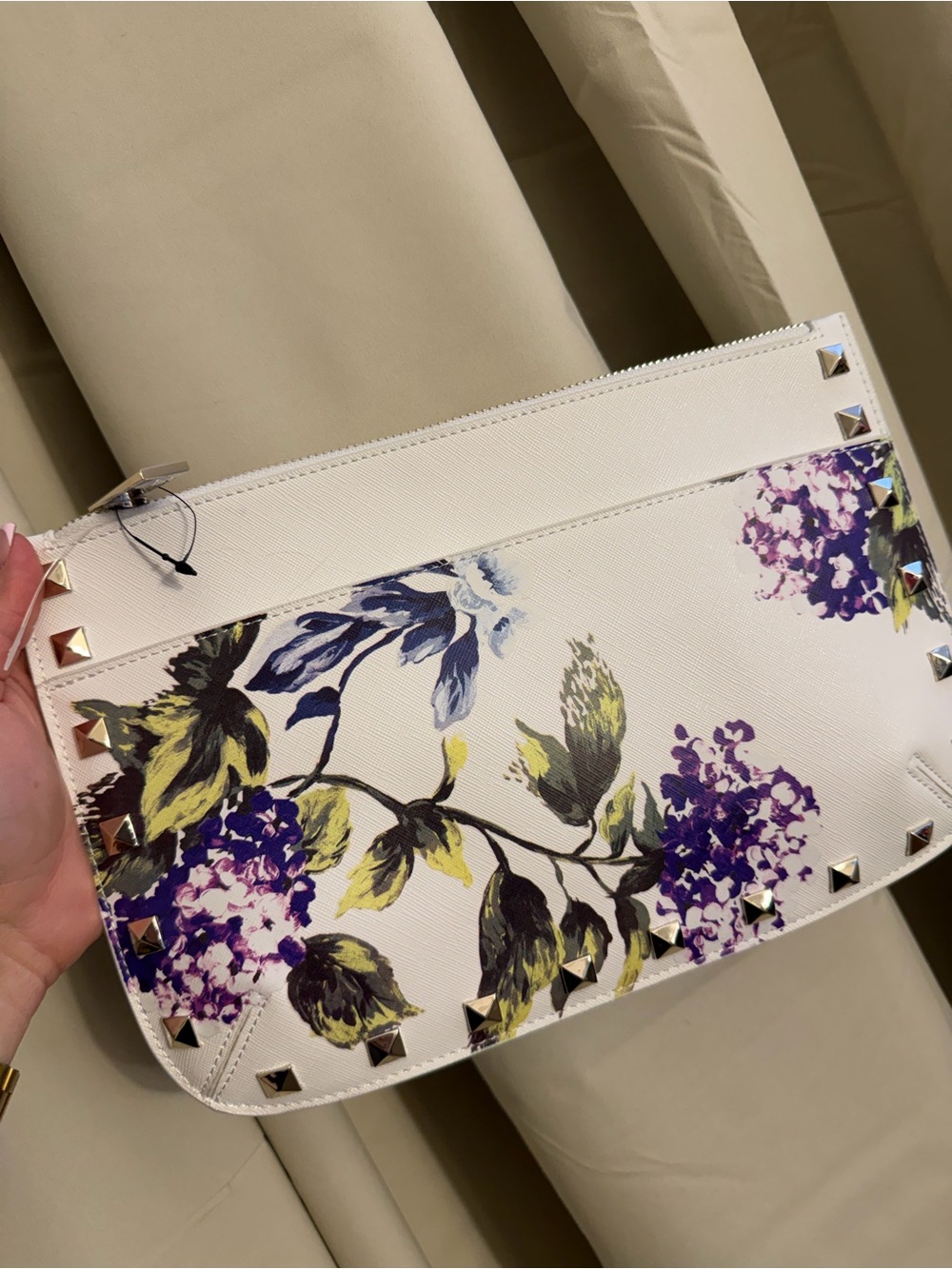 White House Black Market Floral Studded Wristlet Clutch